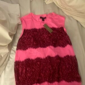 NWT J.crew Pink wool sleeveless sweater w/ lace.